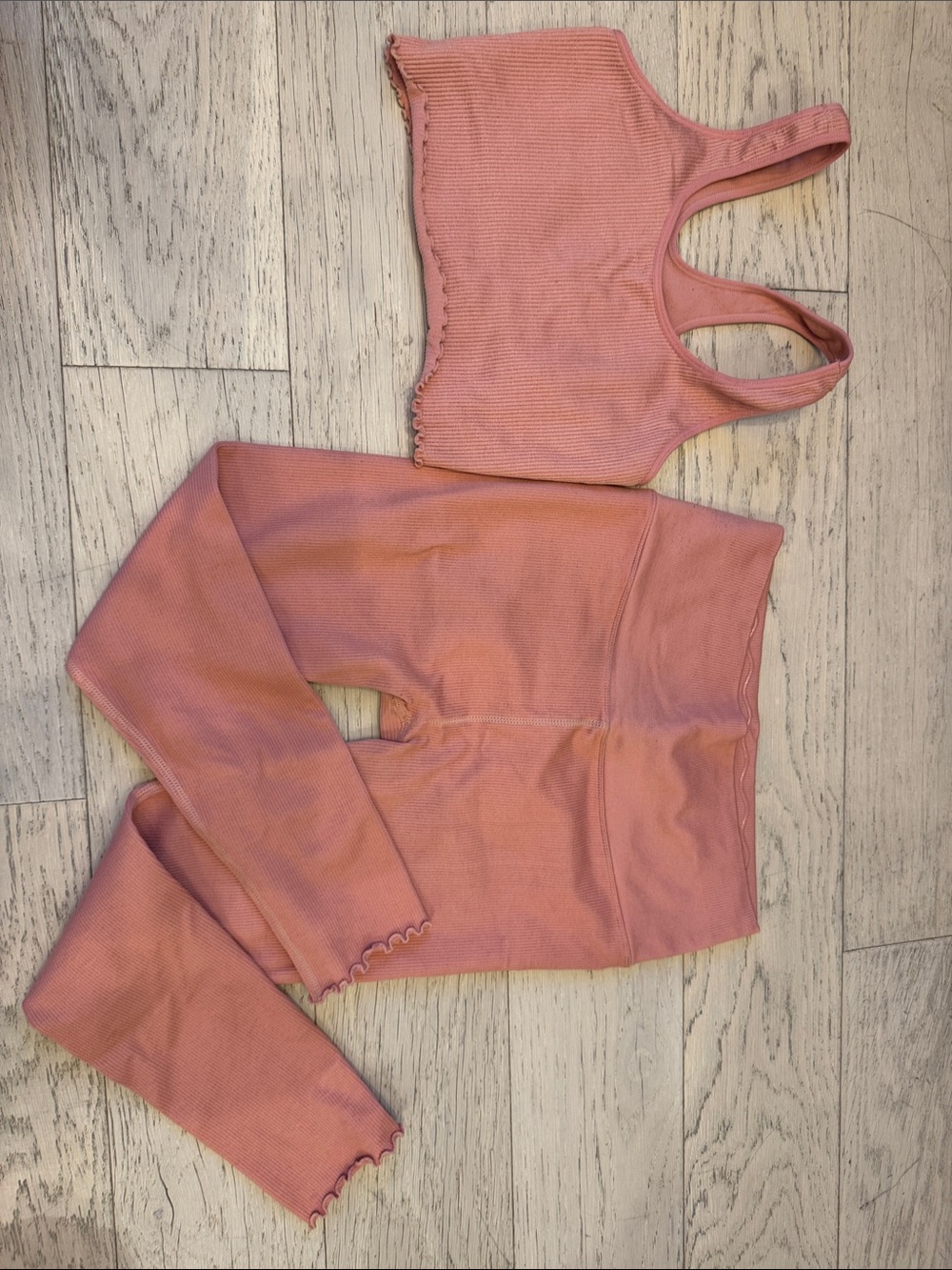 Spiritual Gangster Ribbed Pink Active Leggings & Sports Bra Set